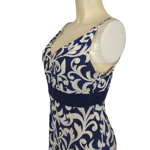 Ann Taylor Silk Slip Dress Blue White Sleeveless V-Neck Spaghetti strap Summer 4 - Picture 10 of 16